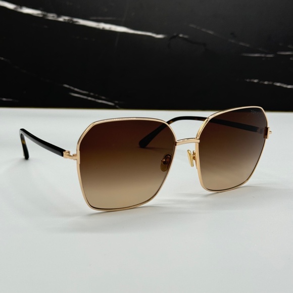 Tom Ford Gold and Brown Sunglasses - Picture 1 of 11